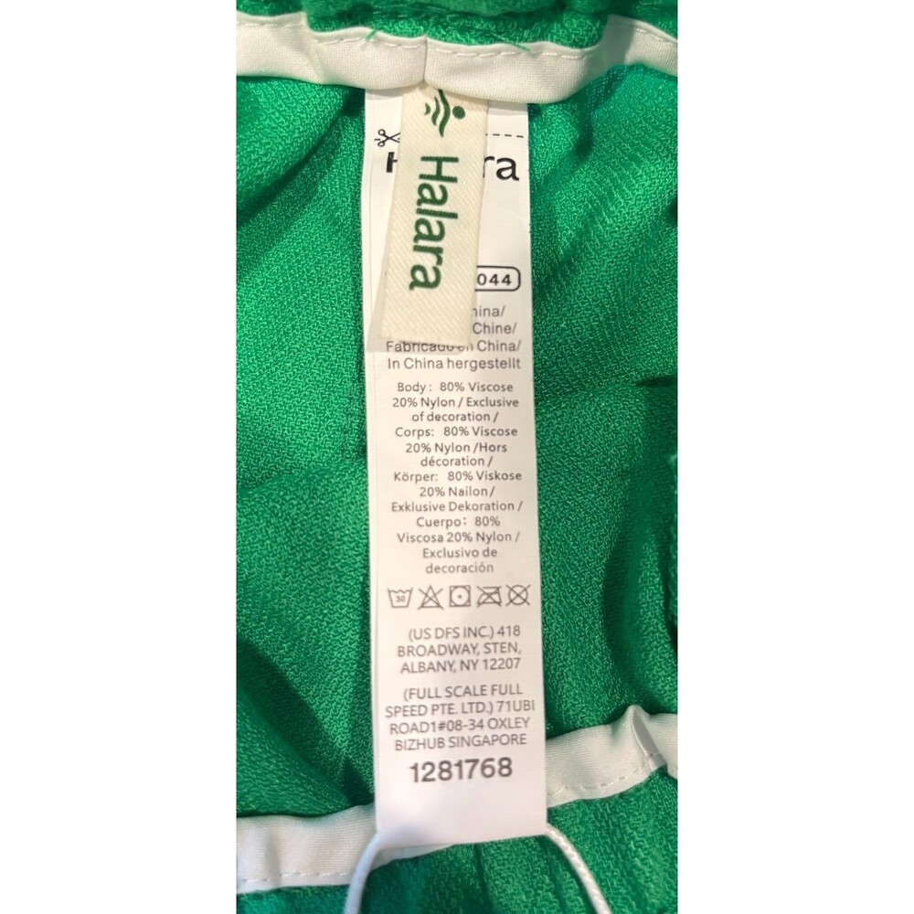 Halara Wide Leg Palazzo Pants L Tall Kelly Green Drawstring NWT "Linen-Feel" - Picture 6 of 11